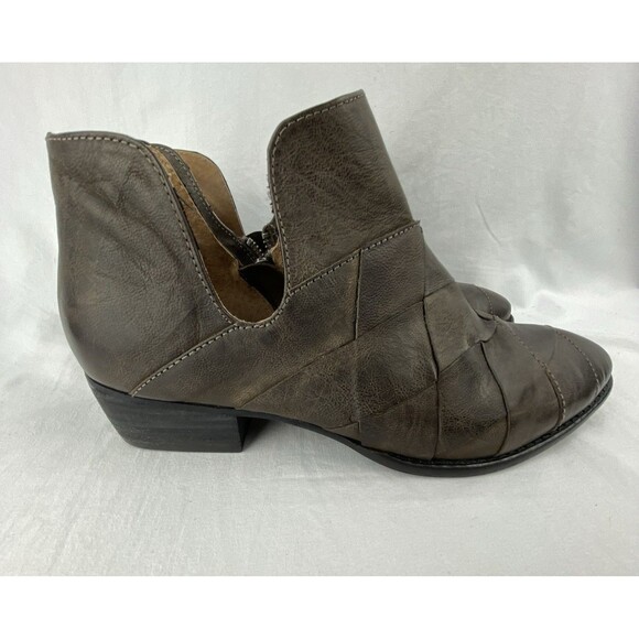 Seychelles for Anthropologie Boots Womens 8 Dark Brown Woven Leather Ankle Boots - Picture 1 of 14